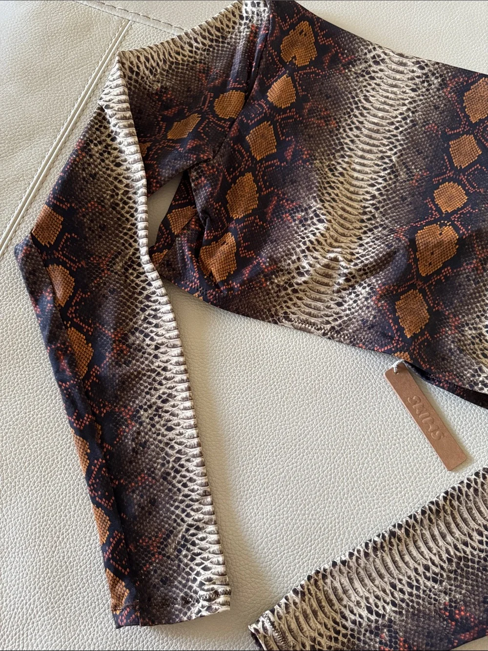 SKIMS Swim Top (snake print) — Desert Sand